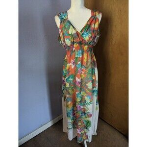 Mushka by Sienna Rose Women's NWOT Orange Floral Boho Hippie Maxi Dress Size L